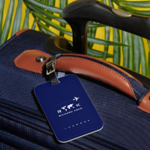 Modernes World Travel Blue Gepäckanhänger mit Name