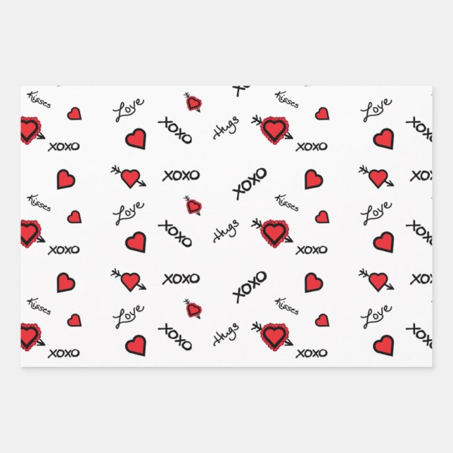 Modernes XoXo-Design Geschenkpapier Set (Vorderseite)