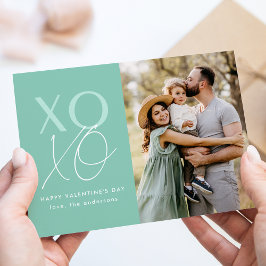 Modernes XOXO Mint Green Valentine's Day Foto Feiertagskarte