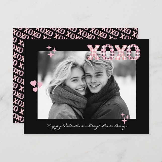 Modernes XOXO Valentine's Day Custom Foto & Text P Postkarte (Vorne/Hinten)