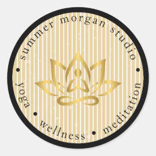 Modernes Yoga-Studio-Logo-Sticker Runder Aufkleber