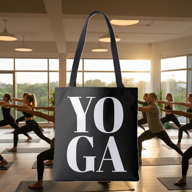 Modernes Yoga-Training für Schwarz-Weiß-Typografie Tasche (yoga tote bag)