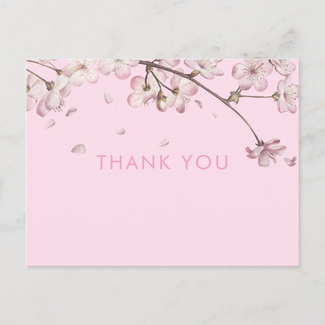 Modernes zartes Blossom Blumenrosa Vielen Dank Postkarte (Vorderseite)