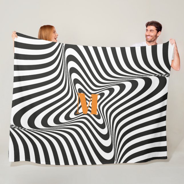 Modernes Zebra Design Retro Wave Monogramm Fleecedecke (Beispiel)