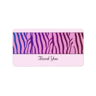 Modernes Zebra-Muster Danke-Label Adressaufkleber