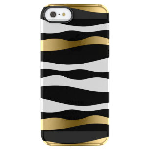 Modernes Zebrastreifen-Muster in Schwarz und Weiß Durchsichtige iPhone SE/5/5s Hülle