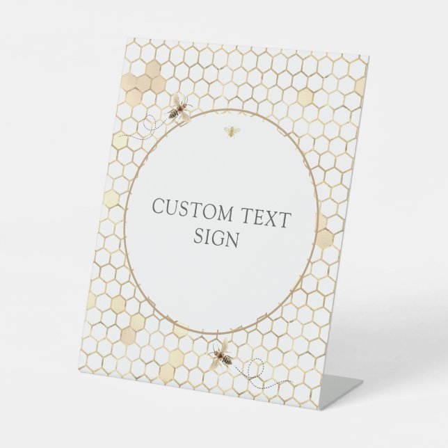 Modernes Zeichen für goldene Biene Sockelschild (Vorderseite)