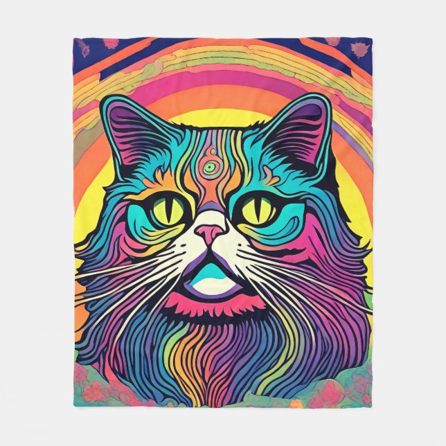 Modernes Zen Cat Fleece Blanket (Vorderseite)