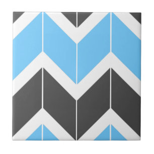 Modernes Zickzack Blaugraues Herringbone-Muster Fliese