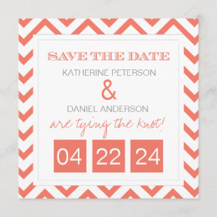 Modernes Zickzack Coral Save the Date