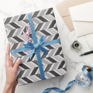 Modernes Zickzack geometrisches Monogramm Geschenkpapier