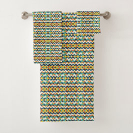 modernes Zickzack geometrisches Muster Badhandtuch Set