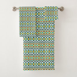 modernes Zickzack geometrisches Muster Badhandtuch Set