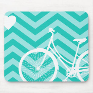 Modernes Zickzack Herz und Fahrrad Mousepad