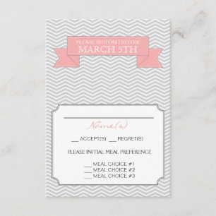 Modernes Zickzack Hochzeits-Antwort-Karten-Rosa RSVP Karte