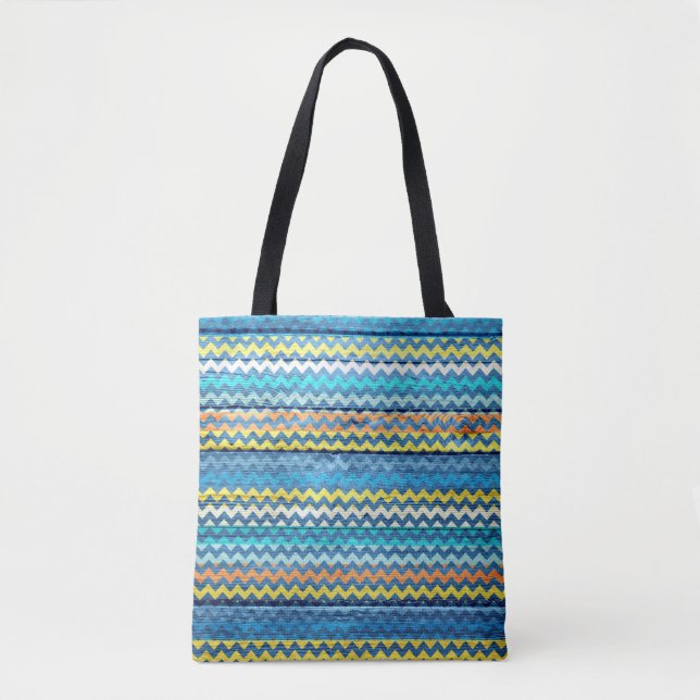 Modernes, Zickzack Holzmuster #6 Tasche (Vorderseite)