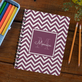 Modernes Zickzack Muster-Monogram-Notebook Notizblock