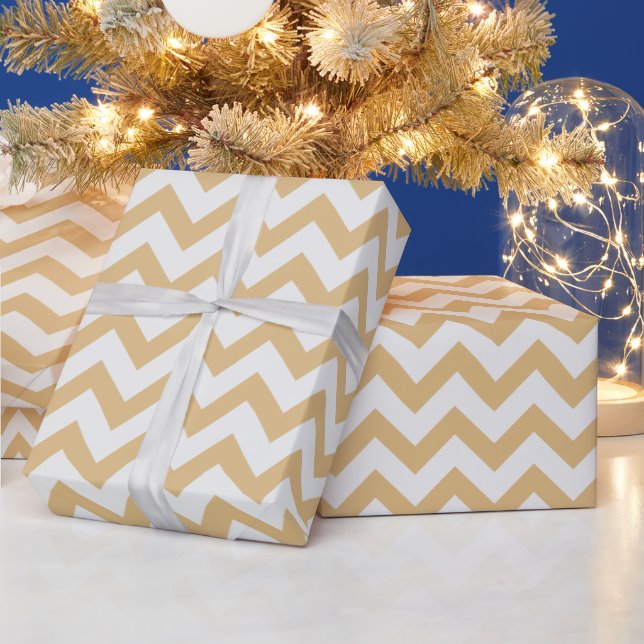 Modernes Zickzack, neutrales und weißes Muster Geschenkpapier (Feiertage)