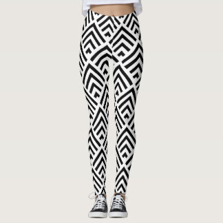Modernes Zickzack Schwarz-Weiß- Leggings