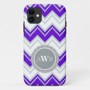 Modernes Zickzack Zig Zag Mit Monogramm Streifen O Case-Mate iPhone Hülle