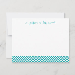 Modernes Zickzack Zigzag Girly Script Aquamarin Mitteilungskarte