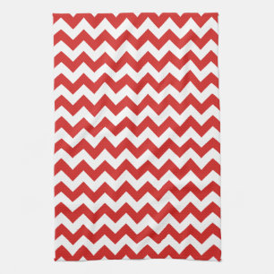 Modernes Zickzack Zigzag Muster in Rot und Weiß Geschirrtuch