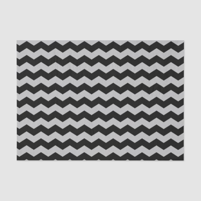Modernes Zickzack Zigzag Schwarz und Grau Muster Seidenpapier (Vorderseite)
