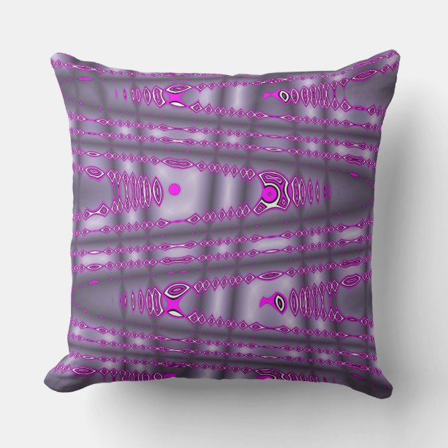 Modernes Zig Zag Lila rosa Kissen (Vorderseite)