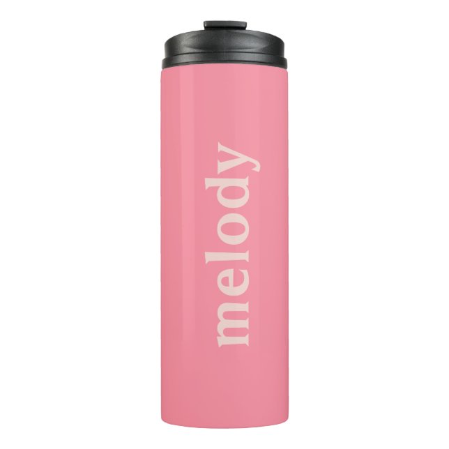 Modernes Zimmer Rosa Name Thermosbecher (Vorderseite)