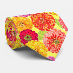 Modernes Zinnia-Gelb, Rosa, orangefarbenes Muster Krawatte