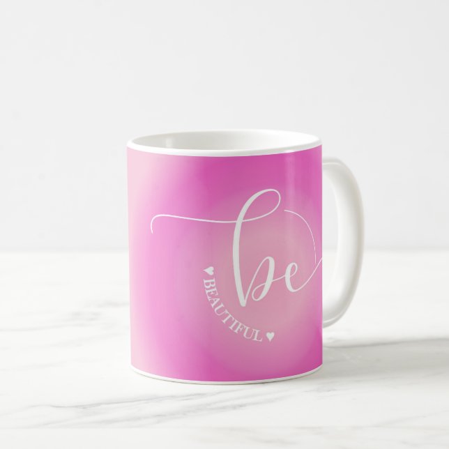 Modernes Zitatrosa muss schön sein Kaffeetasse (VorderseiteRechts)