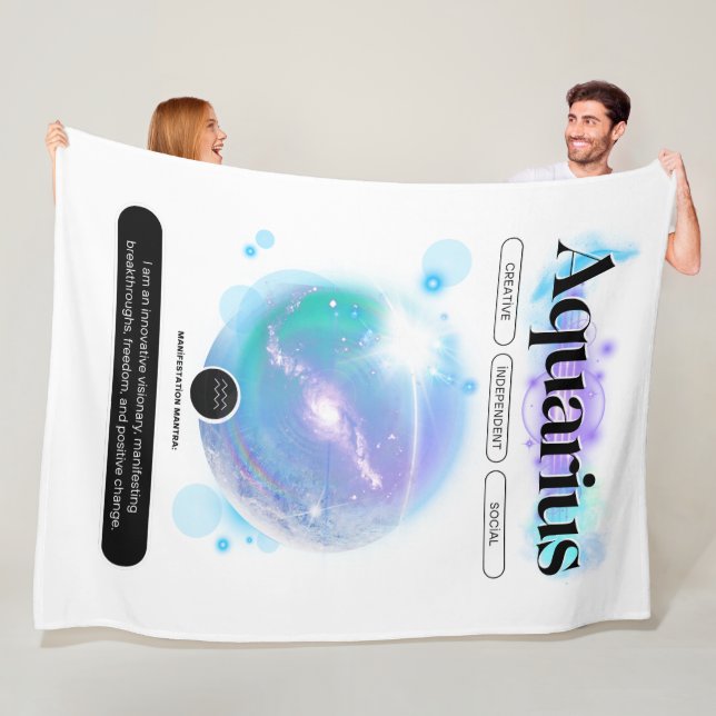 Modernes Zodiac Sign Aquarius Quote Air Element Fleecedecke (Beispiel)