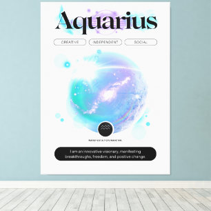 Modernes Zodiac Sign Aquarius Quote Air Element Leinwanddruck
