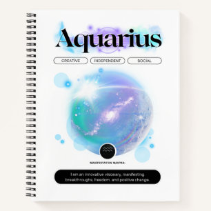 Modernes Zodiac Sign Aquarius Quote Air Element Notizbuch