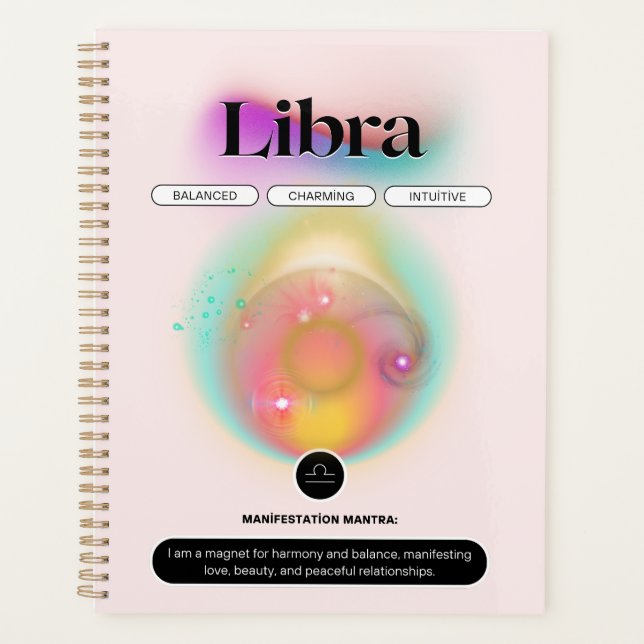 Modernes Zodiac Sign Libra Quote Air Element Planer (Vorderseite)