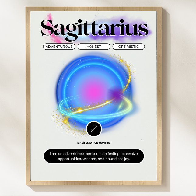 Modernes Zodiac Sign Sagittarier Kostenelement Feu Poster (Modern Zodiac Sign Sagittarius Quote Element Fire)