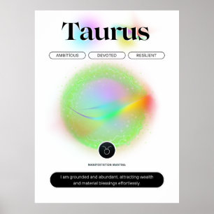 Modernes Zodiac-Zeichen Taurus Zitat-Erdelement Poster