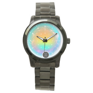 Modernes Zodiac-Zeichen-Zwillingsflugelement Armbanduhr