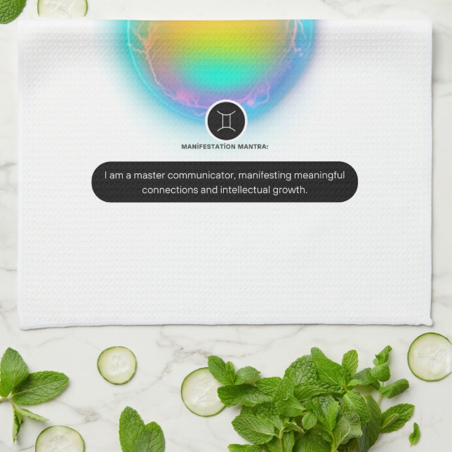 Modernes Zodiac-Zeichen-Zwillingsflugelement Geschirrtuch (Gefaltet)