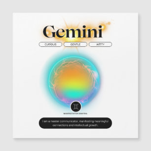 Modernes Zodiac-Zeichen-Zwillingsflugelement Magnetkarte