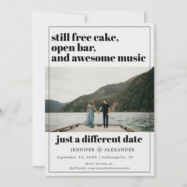 Modernes Zurückgestellt Ändern Sie das Foto Datum Save The Date (Vorderseite)