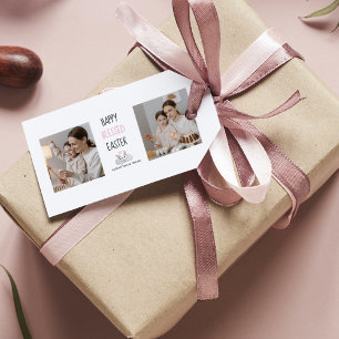 Modernes Zwei-Foto   Glücklich gesegnetes Ostern   Geschenkanhänger