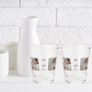 Modernes Zwei-Foto   Glücklich gesegnetes Ostern   Schnapsglas