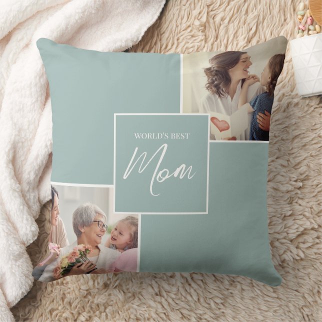 Modernes Zwei-Foto-Kissen mit der besten Mama der  Kissen (Decke)