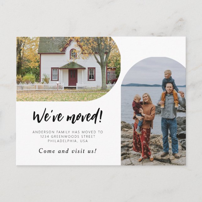 Modernes zweiartiges Script-Foto Ankündigungspostkarte (Vorderseite)