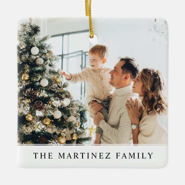 Modernes, zweiseitiges Weihnachtsfest-Foto Keramikornament (Vorderseite)