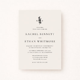 modernI vory Botanical Monogram Wedding Invitation Ankündigung