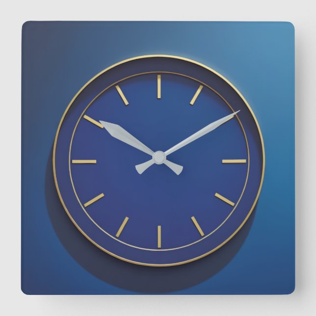 Modernistische blaue Wanduhr (Vorderseite)