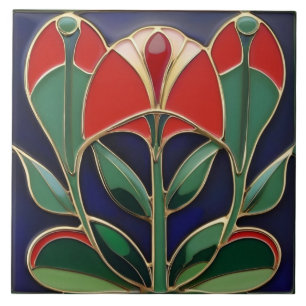 Modernistische Jugendstil-Blume-Kurven Fliese