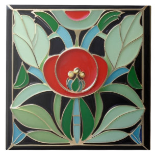 Modernistische Jugendstil-Imitate Hilfe Grün Rote  Fliese